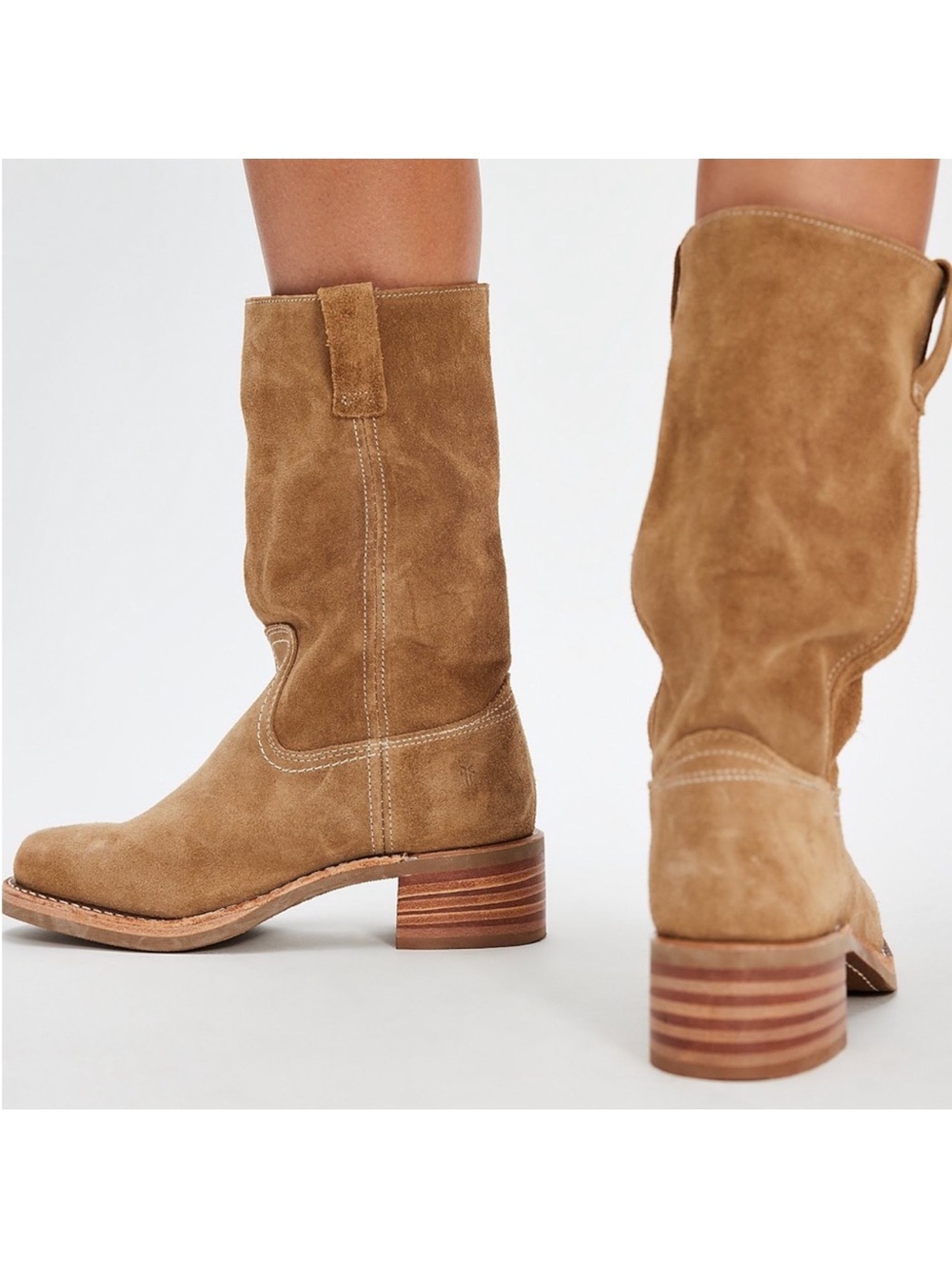 Frye Free People Campus 12R Suede Leather Boots in Tan Buck NWOB - Picture 3 of 7